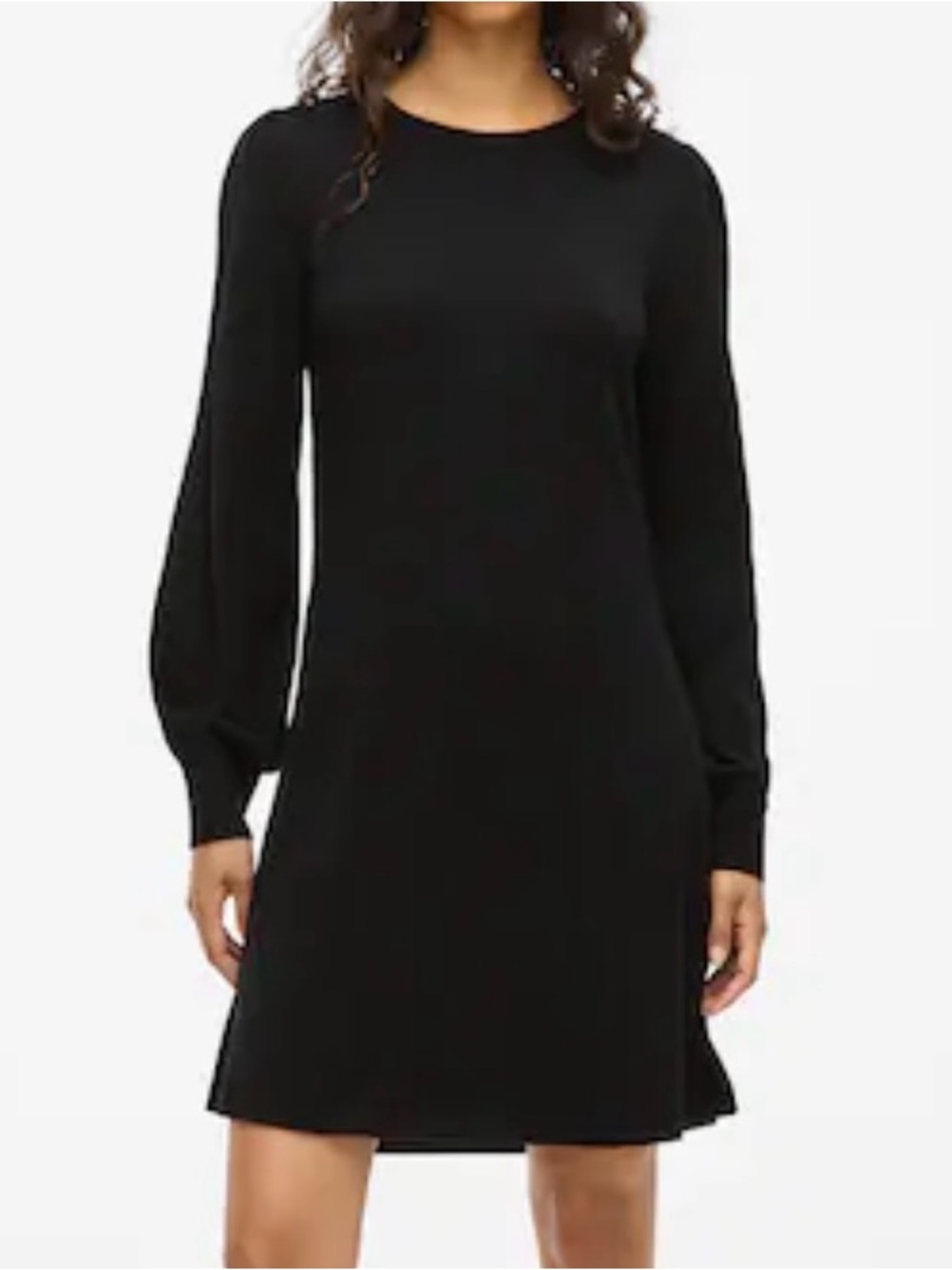 NWT LOFT Black Lightweight Knit Short  Sweater Dress Ribbed Cuffs XS